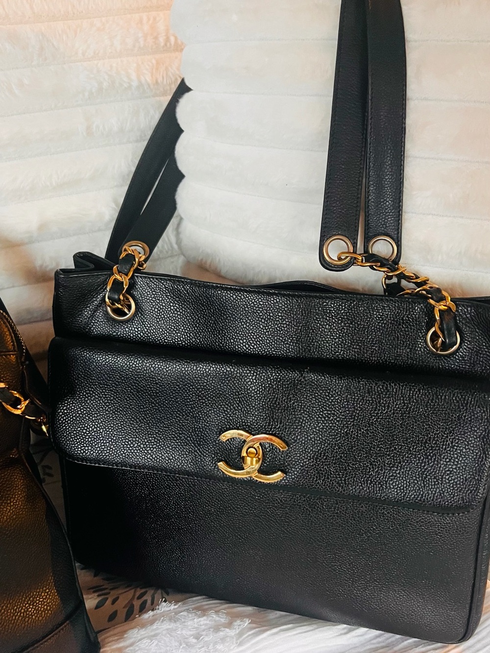 CHANEL Black Quilted Flap Shoulder Bag with Gold CC Hardware